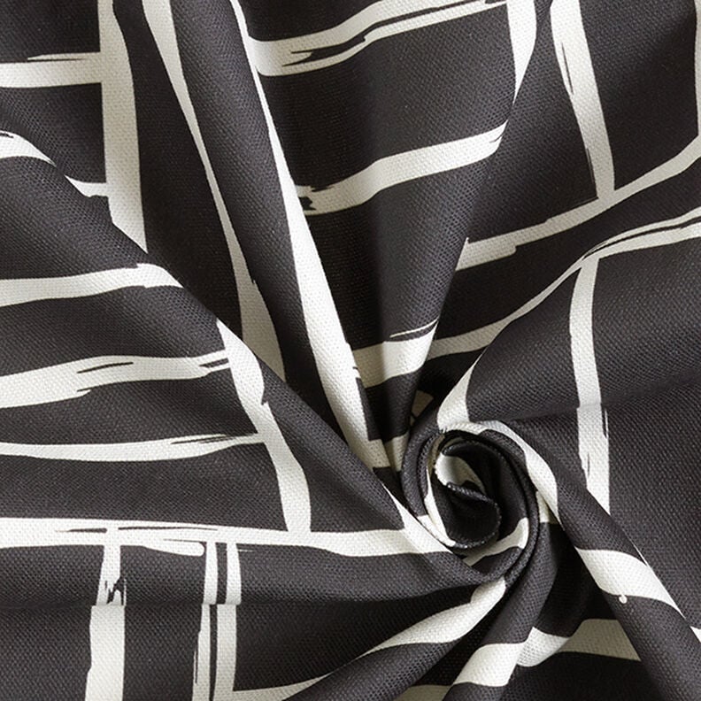 Decor Fabric Half Panama Abstract Grid – ivory/black,  image number 3