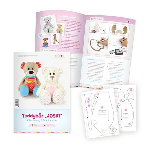 Teddy gift set: Paper pattern, plush and 1 pair of safety eyes [ 11 x 32 x 11 cm ] | Kullaloo –,  image number 3