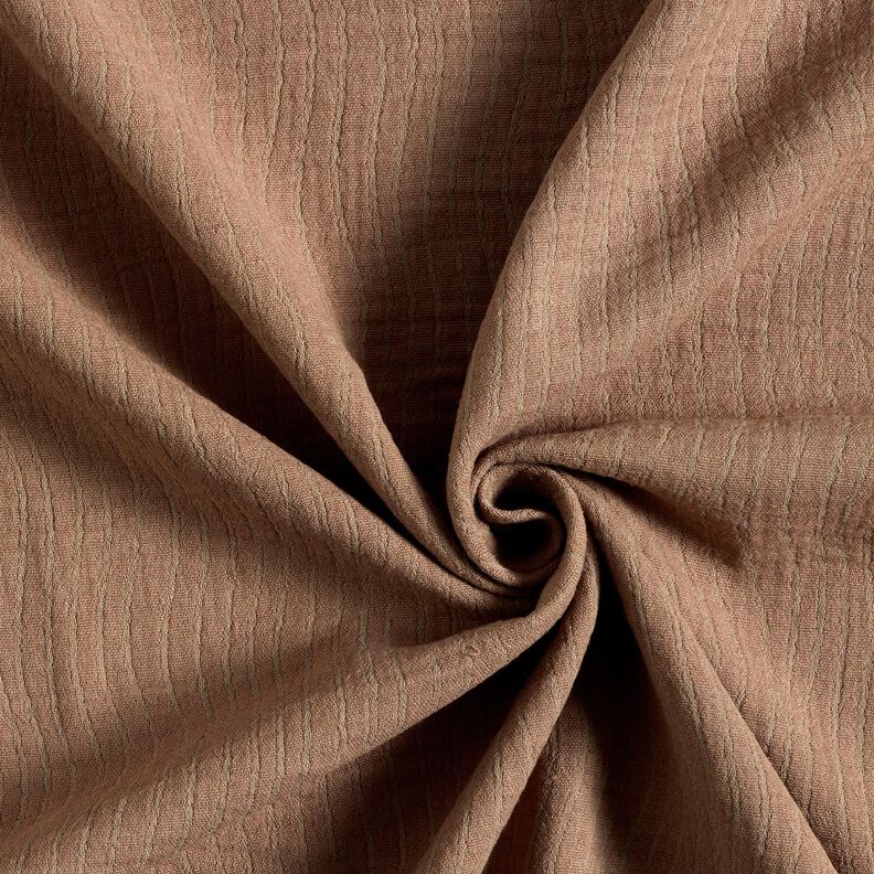 Linen Cotton Blend Jacquard Wave Pattern – medium brown,  image number 4