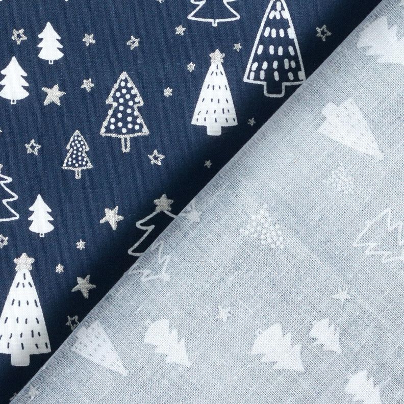 Cotton Poplin small Christmas trees – navy blue/white,  image number 4
