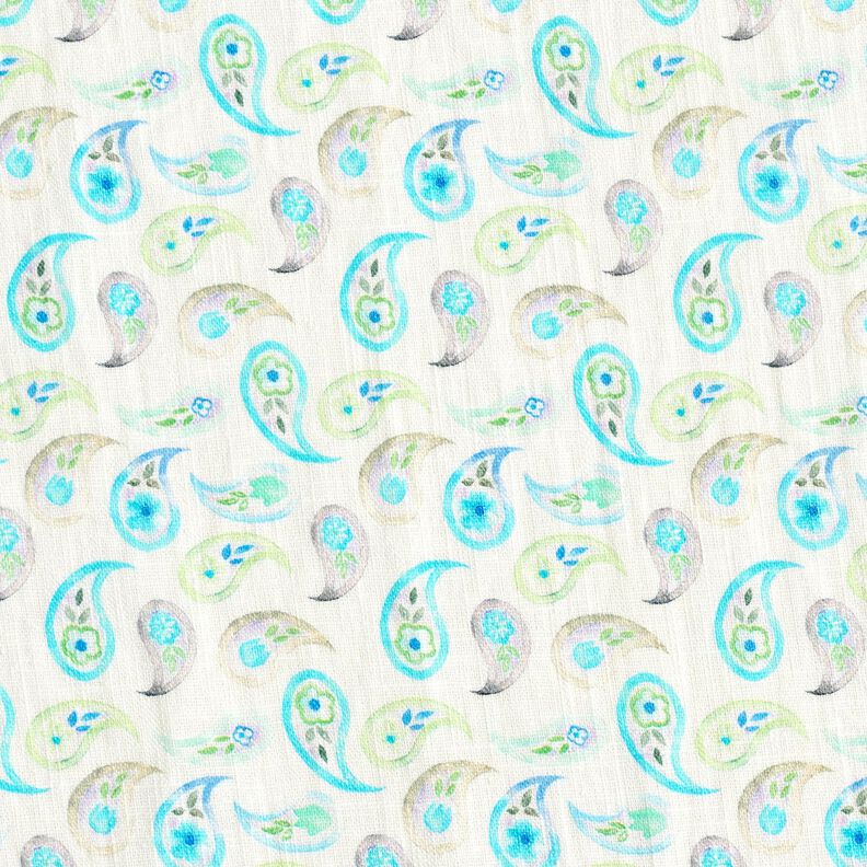 Paisley linen blend – ivory/light turquoise,  image number 1