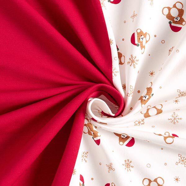 Panel French Terry Christmas teddy – offwhite/red, image number 4