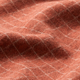 Jacquard knit brushed grid check – terracotta, 