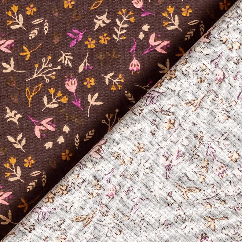 Cotton Cretonne Little Twigs – dark brown/grape, image number 4