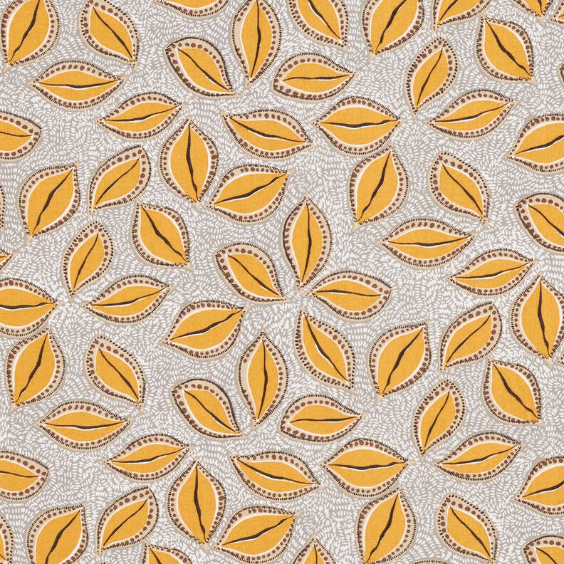 Cotton Cretonne artistic leaves – curry yellow,  image number 1
