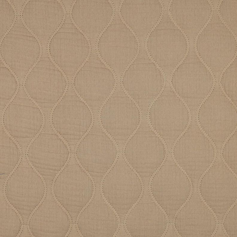 Quilted Fabric Muslin waves – dark beige, image number 1