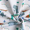 Decor Fabric Half Panama skating dinosaurs – silver grey/peppermint,  thumbnail number 3