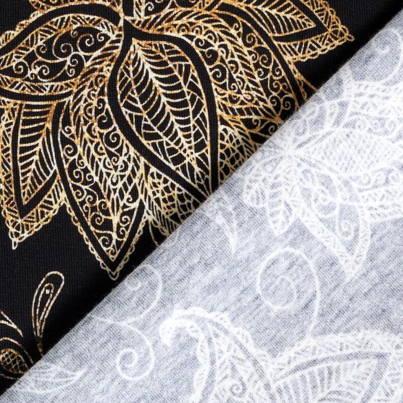 Cotton Jersey golden mandala flowers | Glitzerpüppi – black/gold, image number 4