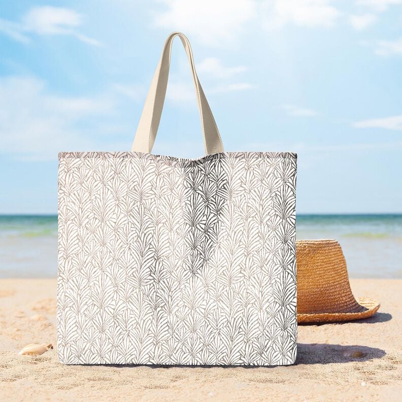 Coated Cotton abstract palm fronds &ndash; taupe/ivory,  image number 5