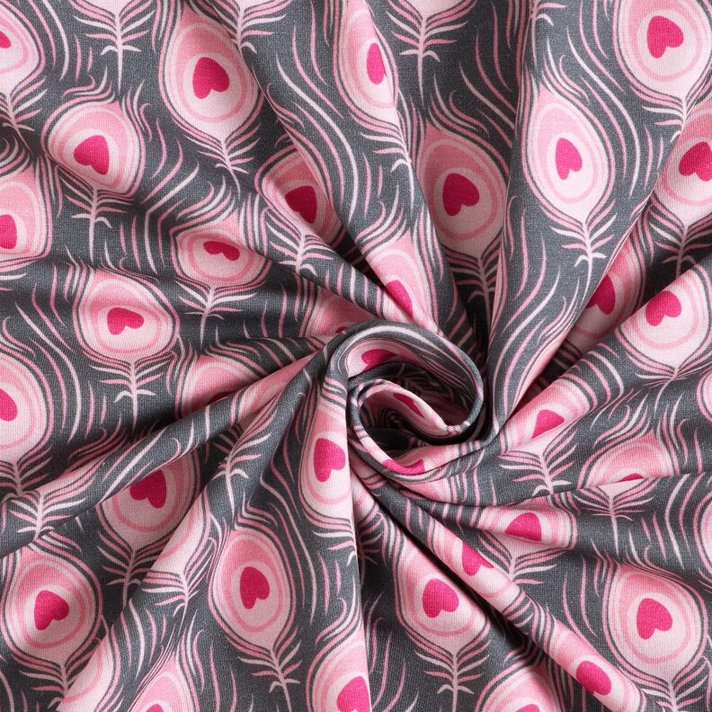 Cotton Jersey Peacock | Stoff&Liebe – slate grey/intense pink, image number 3