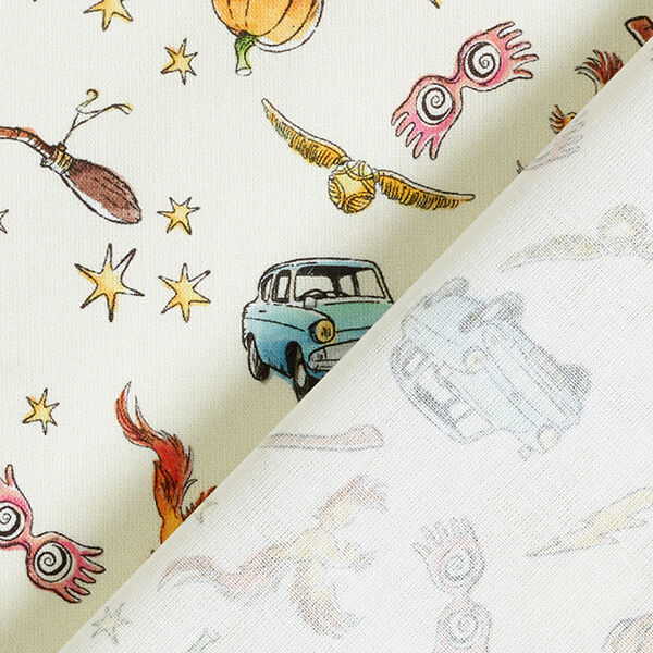 Cotton Poplin Licensed Fabric Harry Potter Snitch, Fawkes and Firebolt | Warner Bros. – offwhite,  image number 4