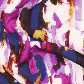 viscose fabric abstract brushstrokes digital print – grape/indigo, 