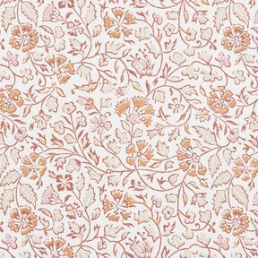 Cotton Cretonne delicate floral pattern – white/cinnamon, 