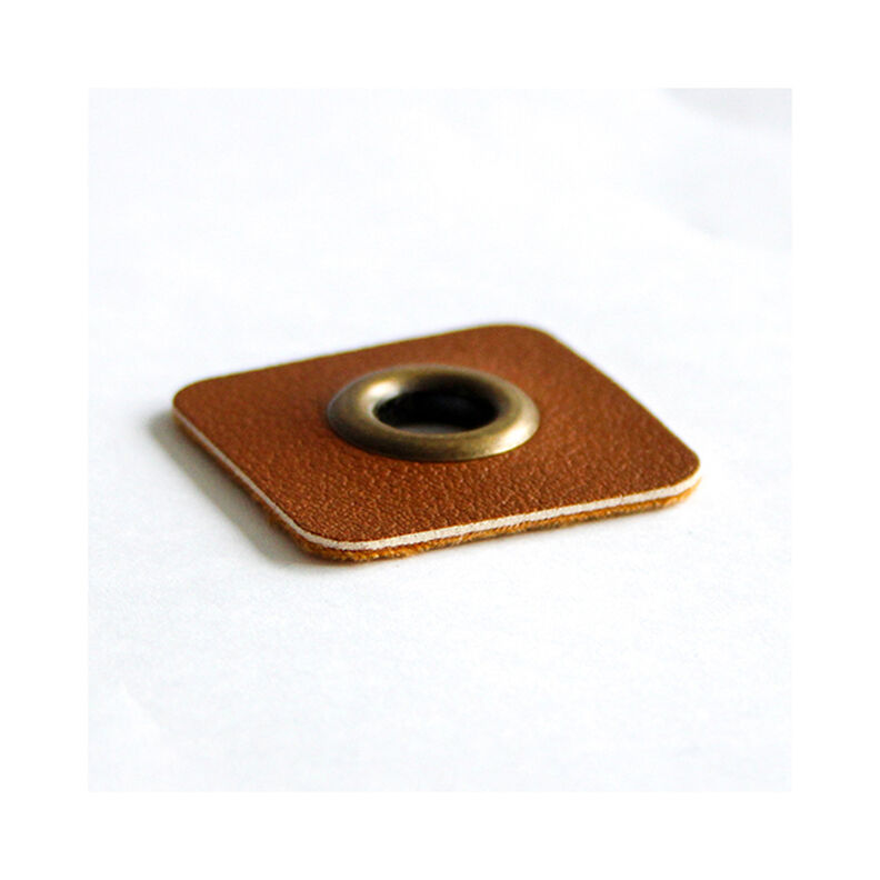 Imitation Leather Eyelet Patch – maroon,  image number 2