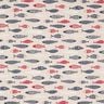 Decor Fabric Half Panama abstract school of fish – berry/natural,  thumbnail number 1
