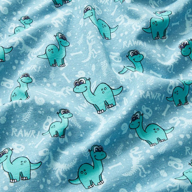 Cotton Jersey dinosaurs and fossils | Glitzerpüppi – light blue/peppermint,  image number 2