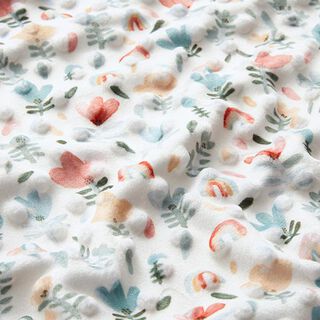 Cosy Fleece Embossed Dots and Flowers – white, 