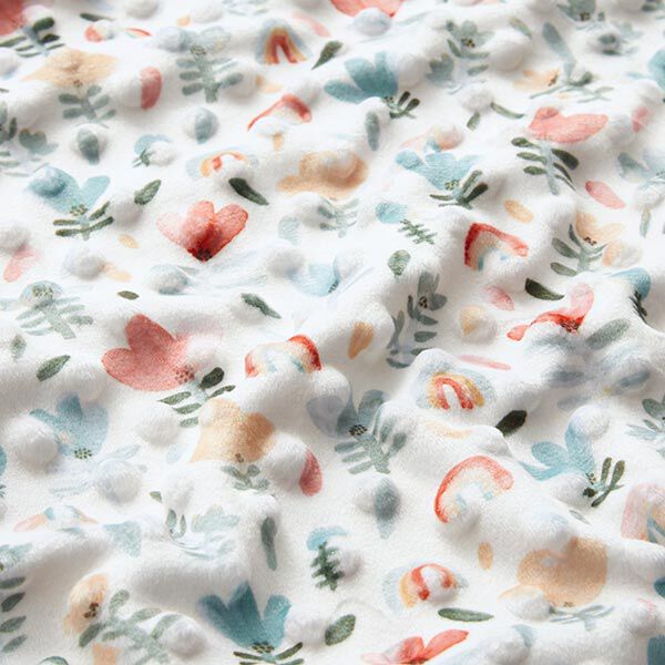 Cosy Fleece Embossed Dots and Flowers – white, image number 2