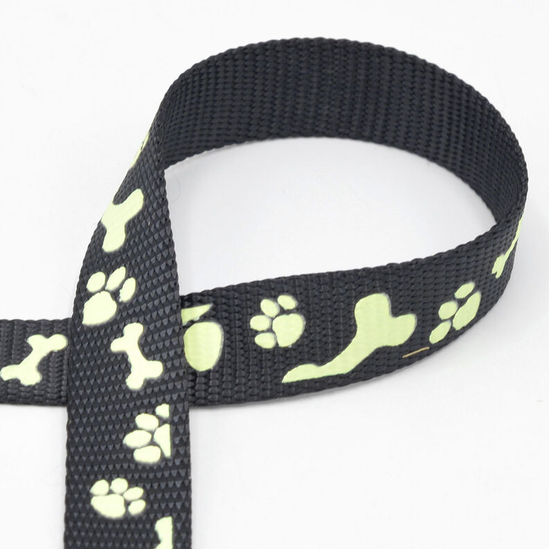 Reflective woven tape Dog leash [20 mm]  – black,  image number 1