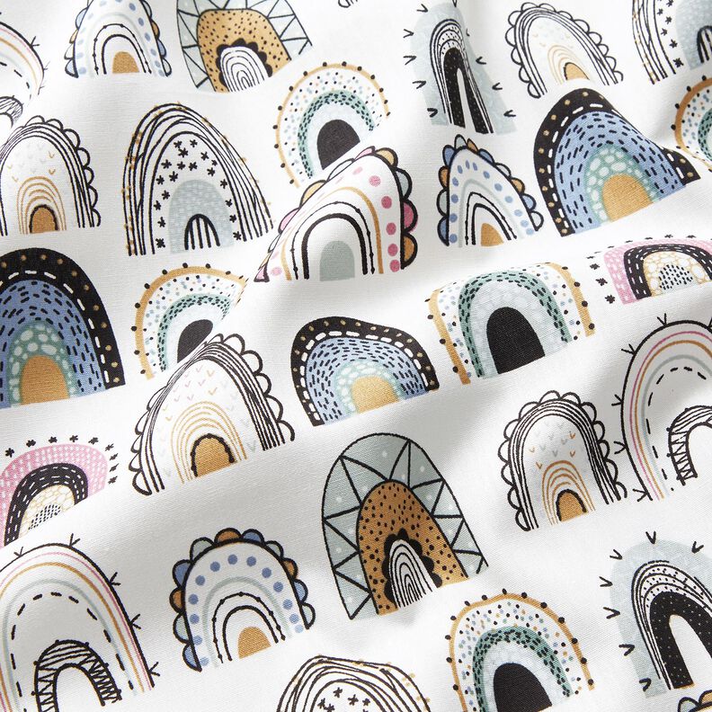 Cotton Poplin squiggly rainbows – white, image number 2