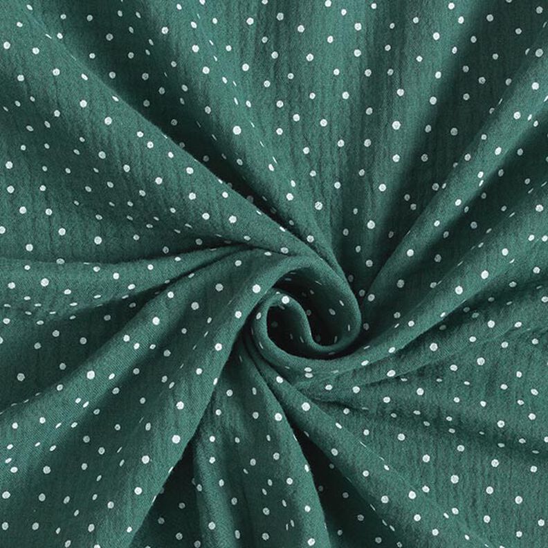 Double Gauze/Muslin Polka Dots – dark green/white,  image number 3