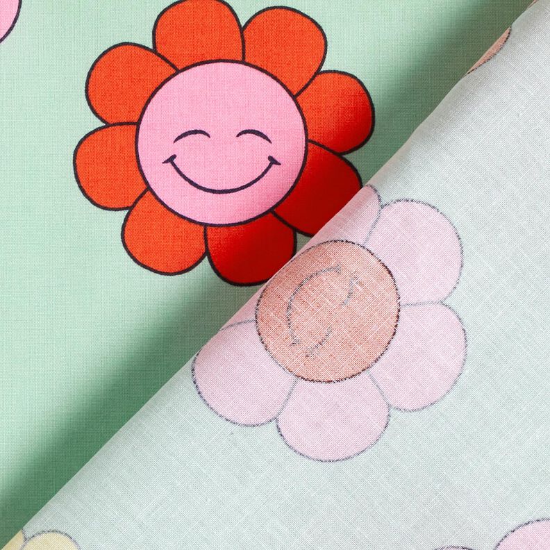 Coated Cotton cheerful flowers | Poppy Fabrics – mint/lemon yellow,  image number 5