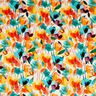 Viscose Linen Blend stylized flowers – offwhite/orange,  thumbnail number 1