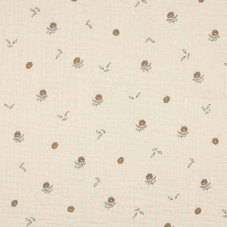 GOTS Double Gauze/Muslin romantic little flowers  | Poppy Fabrics – light beige/cinnamon,  image number 1