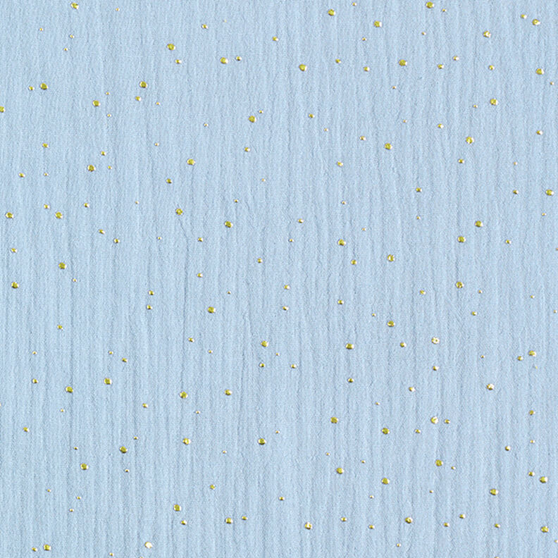 Scattered Gold Polka Dots Cotton Muslin – light blue/gold,  image number 1