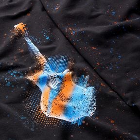 Cotton Jersey Panel Guitar | Glitzerpüppi – black/orange, 