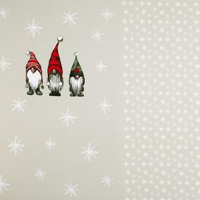 French Terry Panel Three Christmas Elves – beige, 