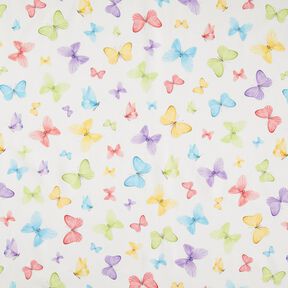 Decor Fabric Half Panama delicate butterflies – white/pastel green, 