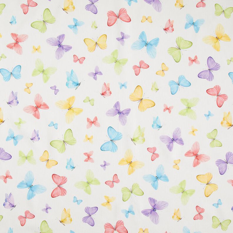 Decor Fabric Half Panama delicate butterflies – white/pastel green,  image number 1