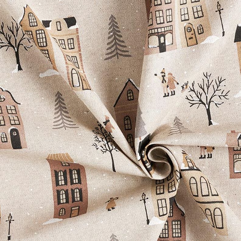 Decor Fabric Half Panama winter scene – natural/light brown,  image number 3