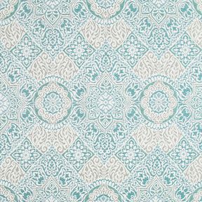 Decor Fabric Jacquard elegant tiles – light petrol/light beige, 