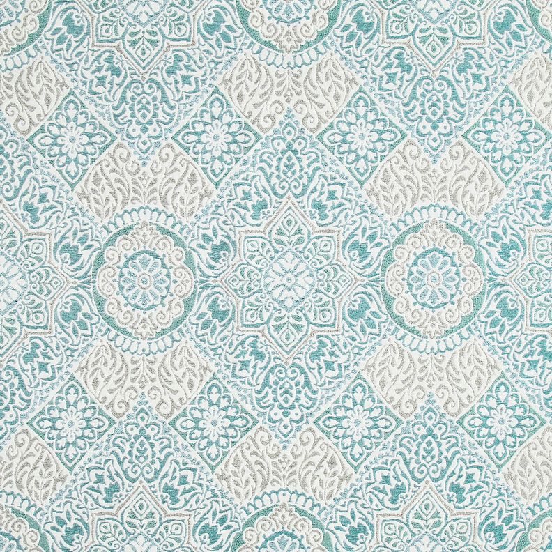 Decor Fabric Jacquard elegant tiles – light petrol/light beige,  image number 1