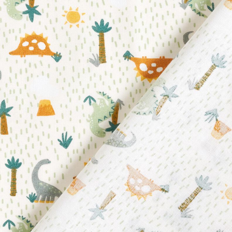 Cotton Cretonne Dinosaurs and palms – offwhite/pale mint,  image number 4
