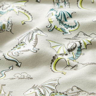 French Terry cute dragons – light grey, 