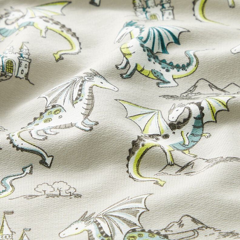 French Terry cute dragons – light grey,  image number 2