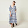 Abstract check linen viscose blend – white/steel blue,  thumbnail number 6