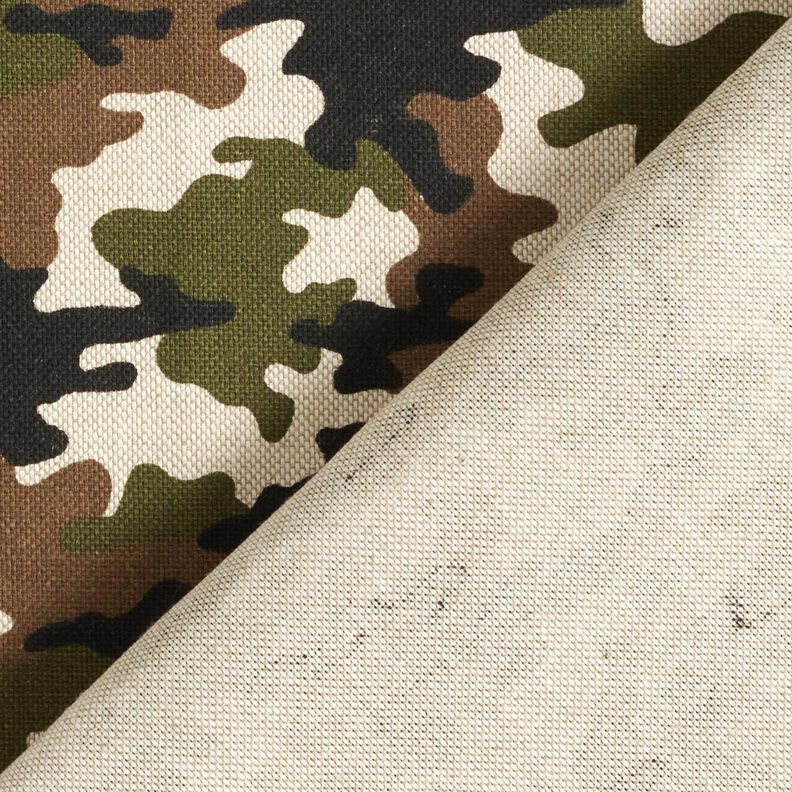 Decor Fabric Half Panama camouflage – natural/dark olive,  image number 4