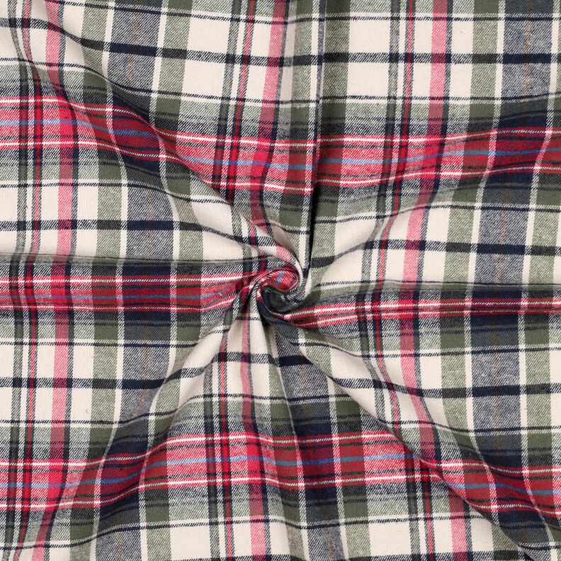 Cotton Flannel checked | Poppy Fabrics – olive/red, image number 3