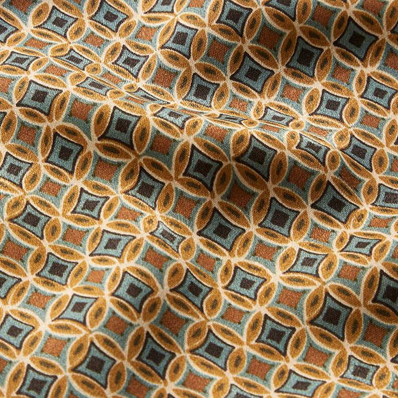 geometric retro patterned satin – caramel,  image number 2