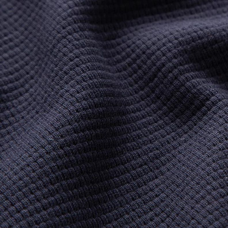 Mini Cotton waffle jersey Plain – navy blue | Remnant 130cm,  image number 3
