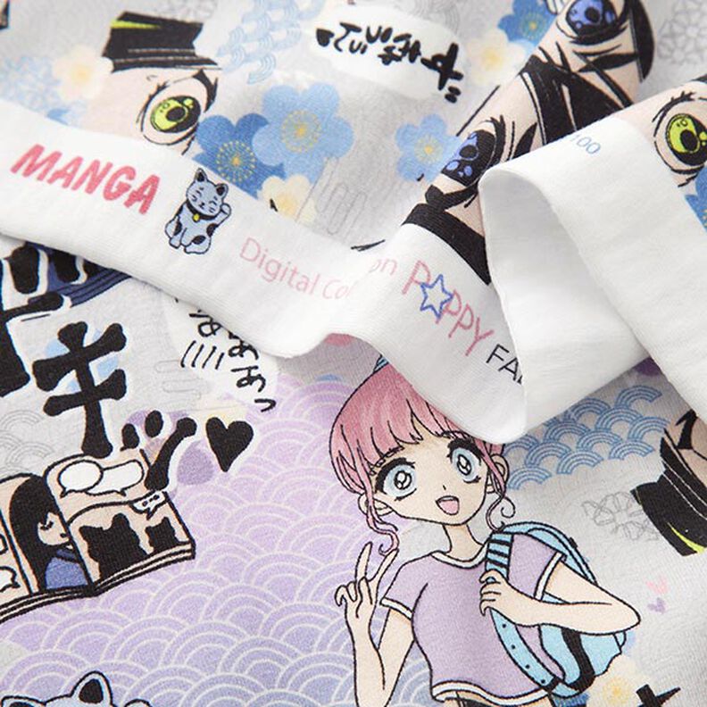 Cotton Jersey Manga World Digital Print – silver grey,  image number 3