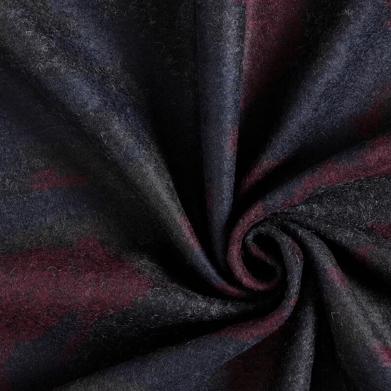 Coat Fabric Wool Blend camouflage – black/merlot,  image number 3