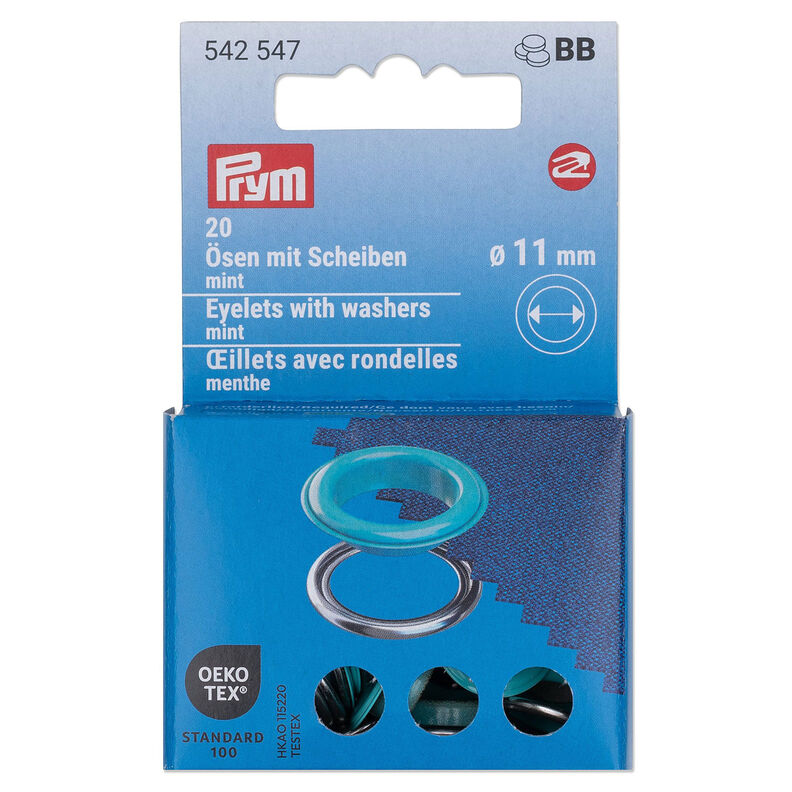Eyelets with washers [20 pieces | Ø 11 mm] | Prym – mint/metallic silver,  image number 1