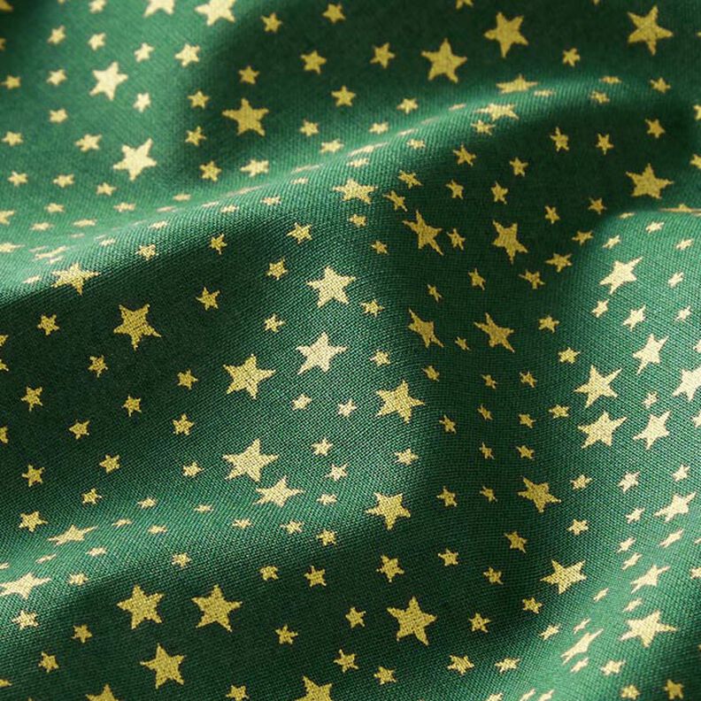Cotton Cretonne Starry Christmas Sky, small – dark green/gold, image number 2