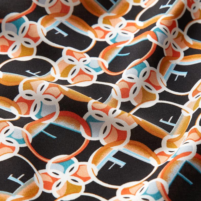 viscose fabric squiggles and dots – black/curry yellow,  image number 2