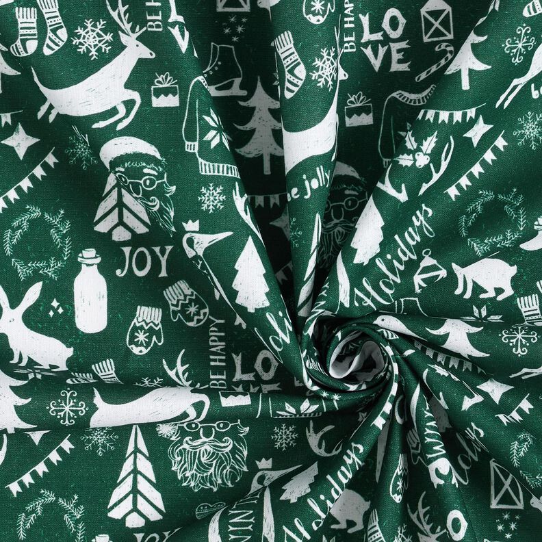 Cotton Cretonne Happy Holidays – blue spruce/white, image number 3